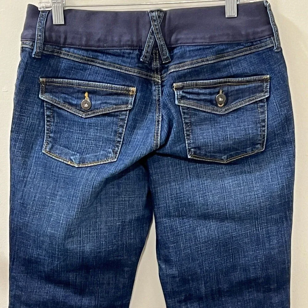 Old Navy Womens Maternity Blue Denim Capri Pants Stretch Low Rise Size Medium - Picture 6 of 11